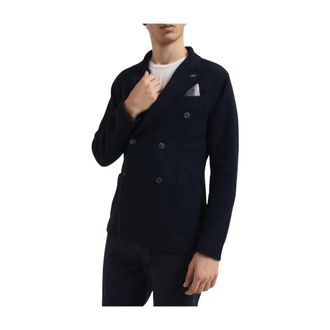 Bob Blazers, male, Blue, L, Blue Knit Double-Breasted Jacket