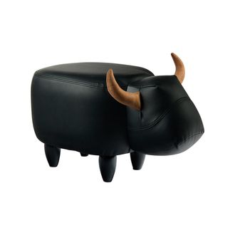 Novit&agrave; Home Fur upholstered pouf si.- black bull