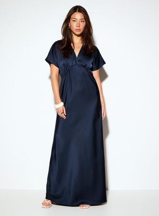 Icone Womens V-neck double-face satin maxi dress