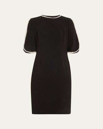 Teri Jon Pearl Trimmed Sheath Dress