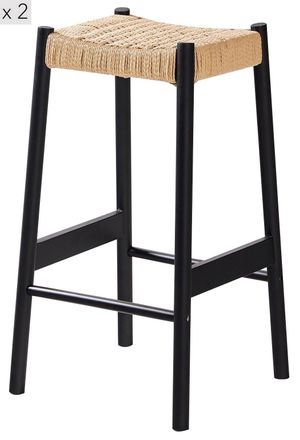 Nordlys Set of 2 Scandinavian Solid Wood Bar Stools in Black