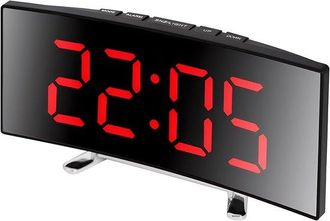 OEM Reloj Despertador Digital Con Una Gran Pantalla Led Curva Y Funci&oacute;n De Espejo De Superficie, Para Uso Dom&eacute;stico De 12 O 24 Horas (rojo)