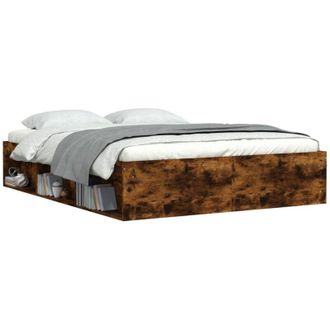 vidaXL Estructura De Cama Roble Ahumado 160x200 Cm Vidaxl