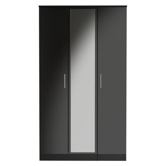 Welcome Furniture Denver Ready Assembled Wardrobe with Triple Mirror - Black - Welcome Furniture | TJ Hughes