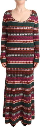 Missoni Multicolor Stripe Wool Knitted Maxi Sheath Dress - Dames - Kleedjes - Veelkleurig - L - Wol - Kleedjes