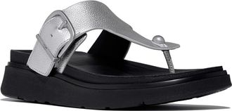 FitFlop Gen FF Buckle Tumbled Leather Toe Post Sandals in Silver at Nordstrom, Size 10