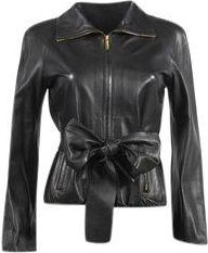 Gucci Black Belted Leather Jacket Size M