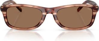 Diesel 54mm Rectangular Sunglasses in Striated Brown /Dark Brown at Nordstrom