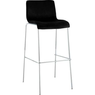 Clp Taburete De Barra Hover Tapizado En Terciopelo Con Estructura De Cuatro Patas Cromada Negro