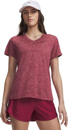Under Armour T-shirt met gedraaide V-hals en losse pasvorm voor dames (Claret)