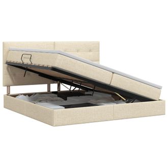 vidaXL Cama Con Almacenamiento Y Colch&oacute;n Crema 200 X 200 Cm Tela Vidaxl