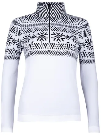 Newland Long-Sleeved Geometric Pattern Top With High Collar