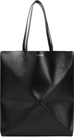 Loewe Puzzle Fold Large Tote Tas - Heren - Shoppers - Zwart - ONE Size - Leer - Tassen