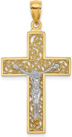 Diamond2Deal 10k Two-tone Crucifix Pendant