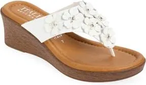 Italian Shoemakers Brynne Floral Wedge Sandal in White at Nordstrom Rack, Size 10