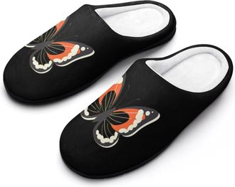 Generic Rainbow Butterfly Cotton Slipper for Women Indoor Outdoor House Shoes Anti-Skid Slippers with Rubber Sole