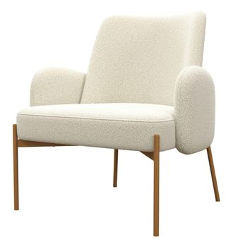 Moloo Sill&oacute;n de tela Cozy Ecru y metal roble