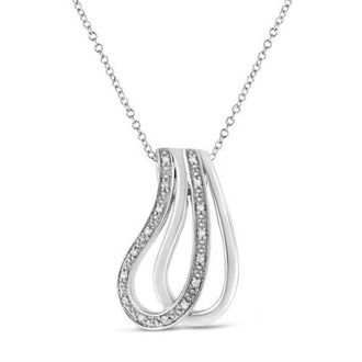 House of Brilliance 925 Sterling Silver Pave-Set Diamond Accent Double Curve Pendant Necklace in White at Nordstrom