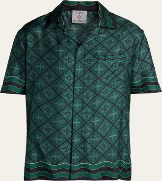 Casablanca Mens Radiating Monogram Silk Shirt