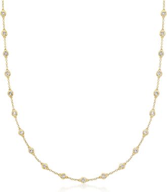 Ross-Simons Bezel-Set Diamond Station Necklace in 14kt Yellow Gold