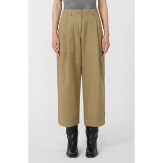 Max Mara Vista Crop Cotton Wide Leg Pants in Desert at Nordstrom, Size 12