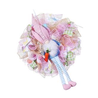 OEM Corona Decorativa De Pascua Para Puerta, Guirnalda De Conejitos Rosas