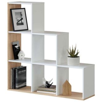 F.R.S. Frs - Estanteria Baja Cantora En Blanco Artik Y Roble Canadian, 110cm(alto) 108cm(ancho) 28cm(fondo)