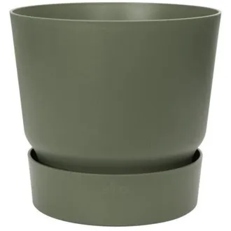 ELHO Maceta Redonda Greenville 25 - Exterior - &Oslash; 24,48 X H 23,31 Cm - Verde Hoja - Elho
