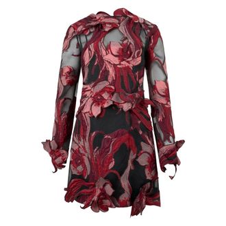 Alberta Ferretti Kleedjes, Dames, Rood, S, Polyester, Gedurfde Bloemige Jurk