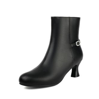 Generic Womens Chunky Heel Booties with Vintage Style,Side Zipper for Style and Comfort,Black,6.5 UK