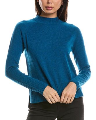 Fort&eacute; Cashmere Hi Low Rib Trim Funnel Neck Cashmere Sweater