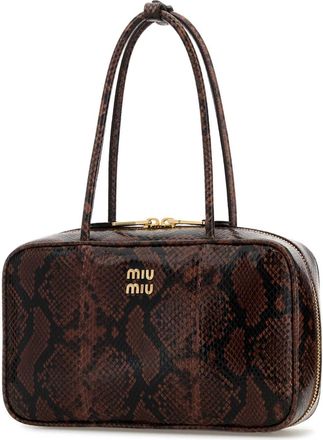 Miu Miu Womens Printed Leather Beau Shoulder Bag Tabacco Homalopsisbuccata Borse A Mano