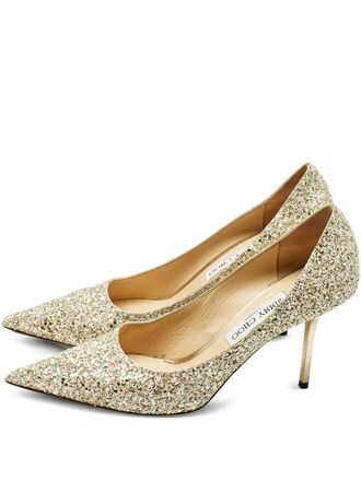 Jimmy Choo London glitter-embellishment pointed-toe pumps - Gold
