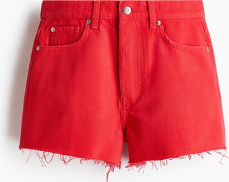 H&M Jeansshorts mit offenen Kanten - Rot