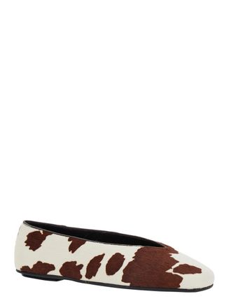Jeffrey Campbell Cow-Print Canvas Ballet Flat - Brown