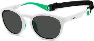Polaroid Unisex Kids Round Style Sunglasses Pld 7050s - White Resin - One Size