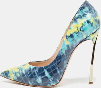 Casadei Tricolor Textured Patent Leather Blade Pumps