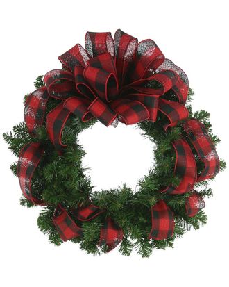 Creative Displays Inc. 26In Holiday Wreath With Red And Black Plaid Bow