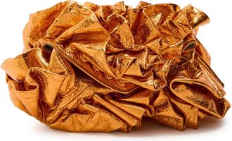 Dries Van Noten Ruffled Crinkled Metallic Leather Clutch - Copper - One Size
