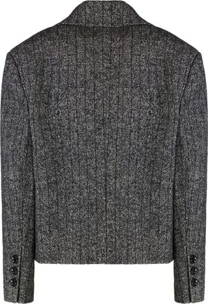 Dolce & Gabbana Womens Double-Breasted Wool Jacket Grey Virgin Blazers