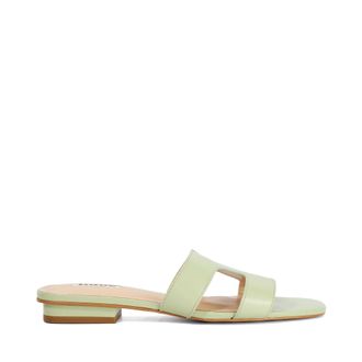 Dune London Womens Ladies Wf Loupe - Wide Fit Smart Slider Sandals - Green Leather - Size UK 6
