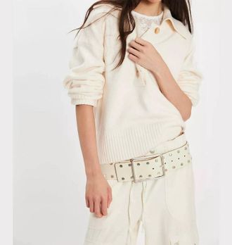 Free People Trading Up Polo Sweater In Ivory