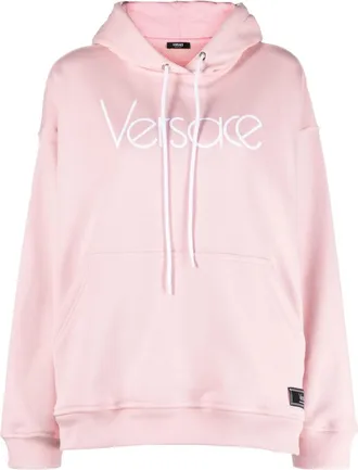 Versace 1978 Re-Edition logo-embroidered hoodie - women - Cotton/Cotton/Polyester - 38 - Pink