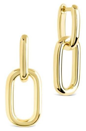 Sterling Forever Rima Oval Link Drop Huggie Hoop Earrings in Gold at Nordstrom Rack