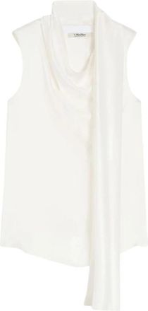 Max Mara Smmdry 113 Drape Mouwloze Blouse - Dames - Tops zonder mouwen - Wit - S - Tops