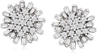 Ross-Simons Diamond Cluster Earrings in Sterling Silver