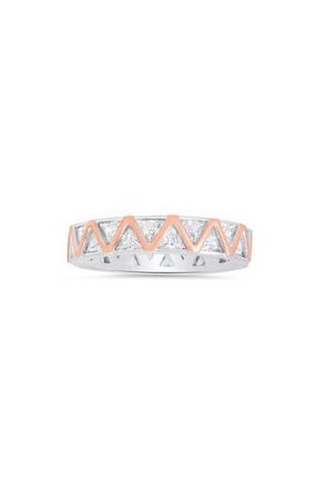 Queen Jewels Two-Tone Cubic Zirconia Zigzag Eternity Band Ring in Silver/Rose Gold at Nordstrom Rack, Size 10