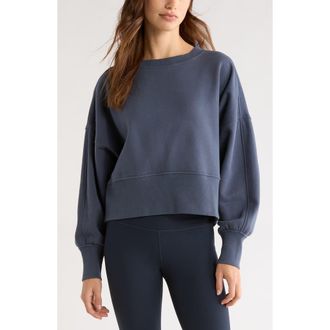Zella Cloud Fleece Relaxed Sweatshirt in Navy Armada at Nordstrom, Size Xx-Large