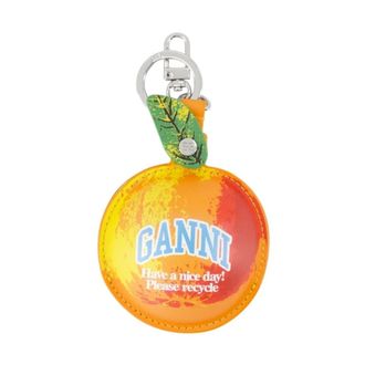 Ganni Keyrings, female, Orange, Size: ONE SIZE Orange Leather Wallet - Smooth Calfskin