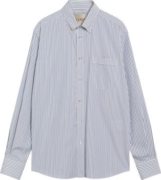 Valentino Garavani Camicia Maniche Lunghe VLogo Signature - Heren - Casual Overhemden - Blauw - 2XL - Katoen - Overhemden